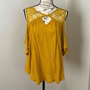 Off Shoulder Sheer Gold Blouse